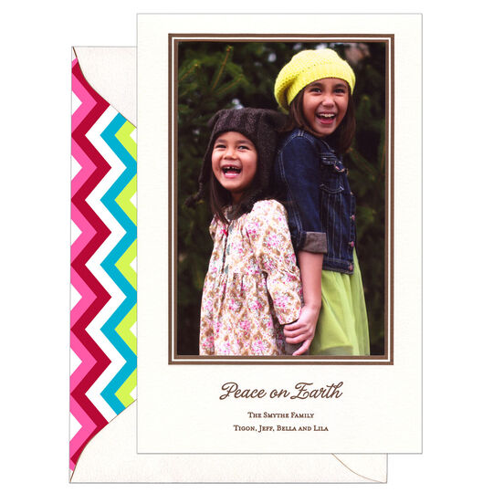 Double Border Photo Flat Letterpress Holiday Cards